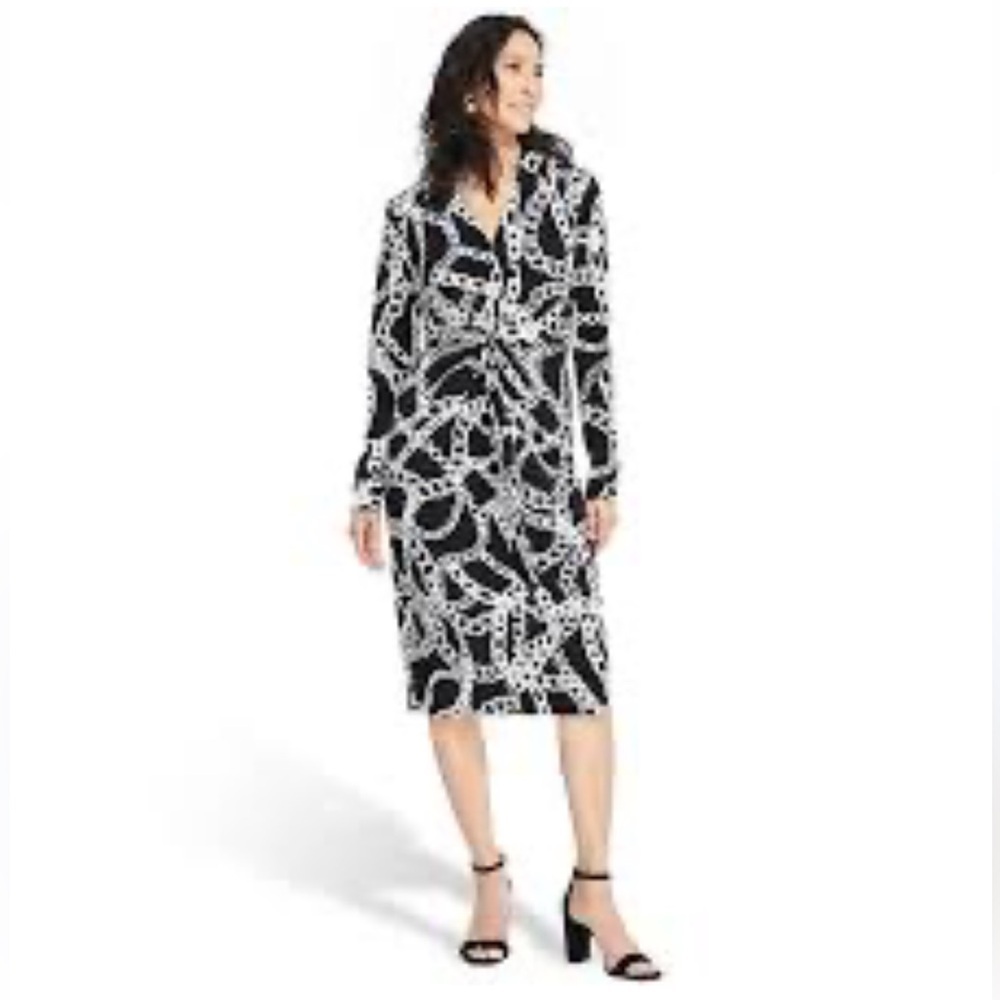 I.N.C. - Chain Print Twist front Dress - M - NWT